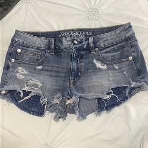 American Eagle distressed denim shorts